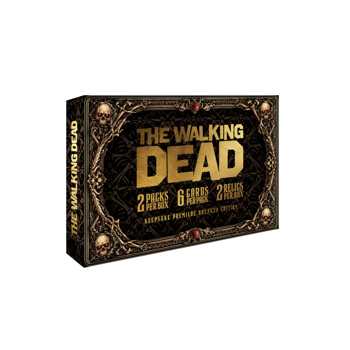 The Walking Dead Keepsake Premiere Breaker box with black and gold artwork