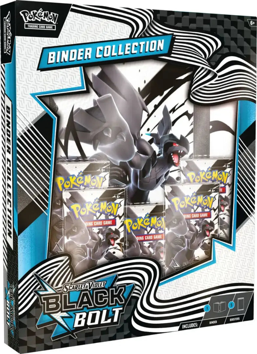 Pokémon trading card game binder collection with Black Bolt design