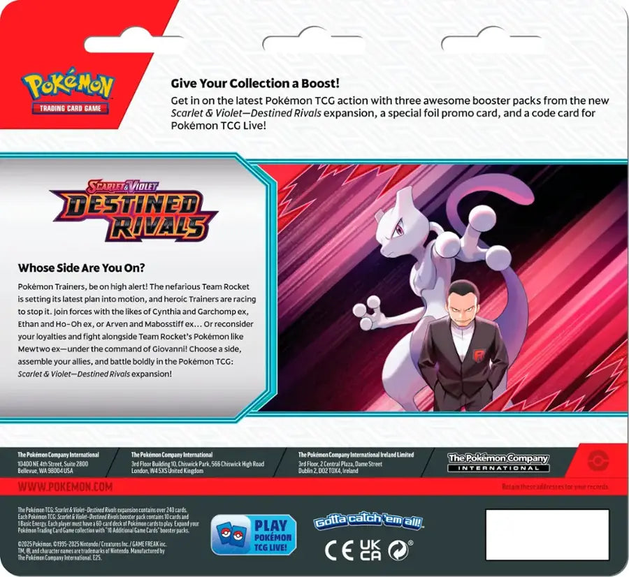 Pokémon - Trading Card Game: Scarlet & Violet Destined Rivals 3Pk Booster (Random)