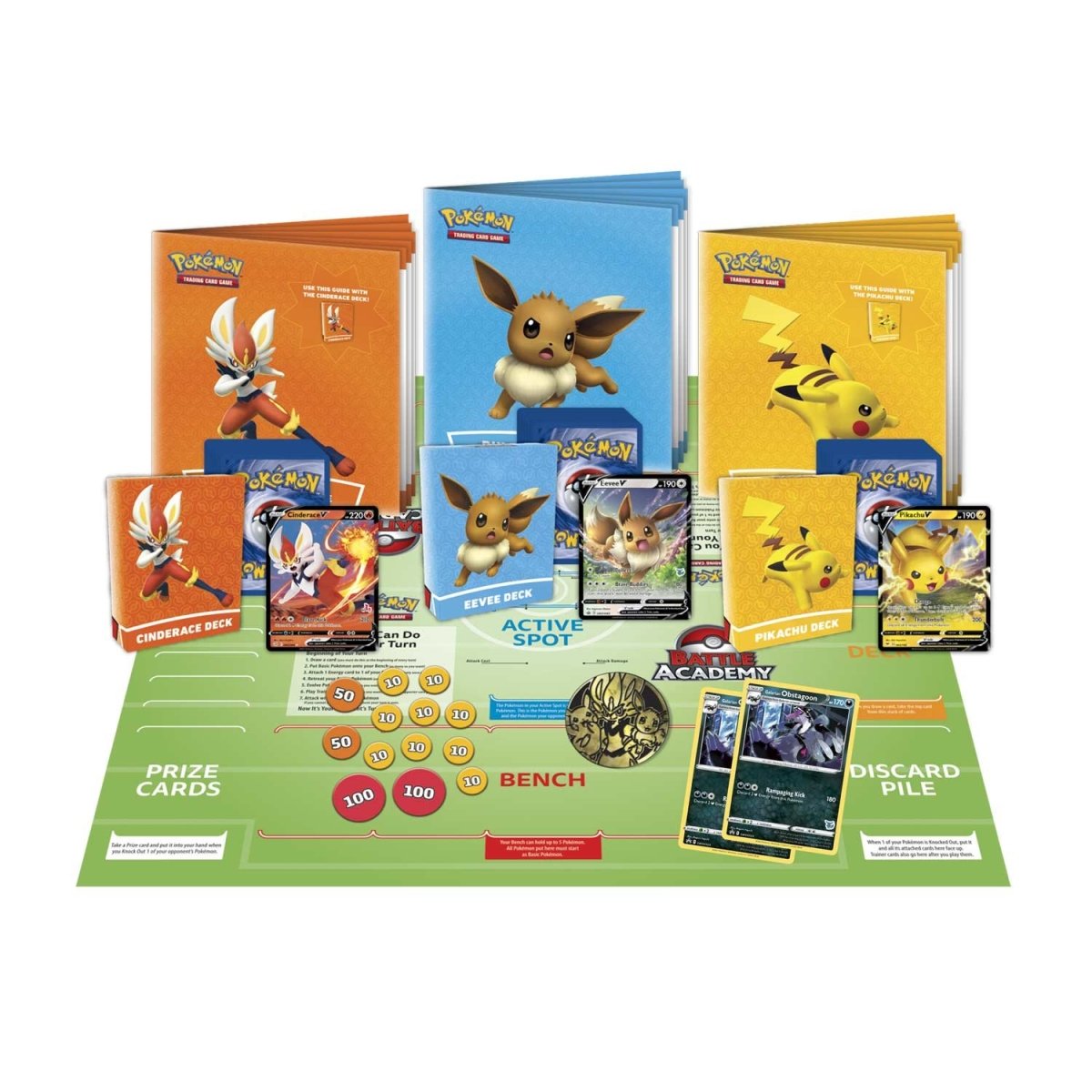 Pokémon TCG: Battle Academy (Cinderace V, Pikachu V & Eevee V)