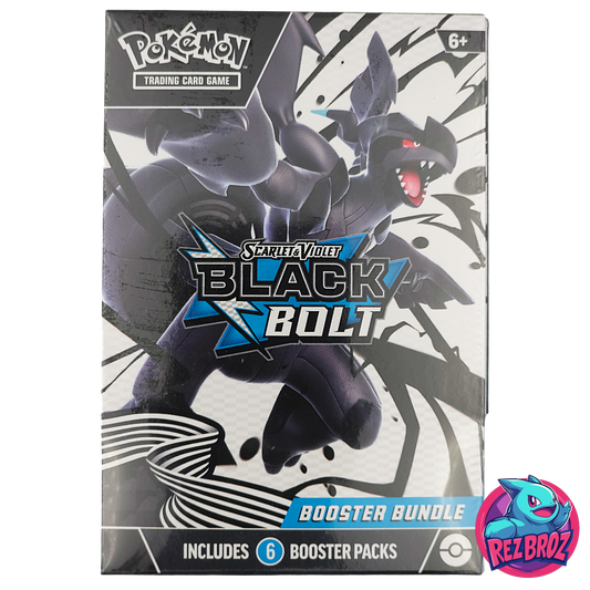 Pokémon TCG: Scarlet & Violet Black Bolt Booster Bundle (6 Booster Packs) - Front View with Rez Broz Collectibles Logo