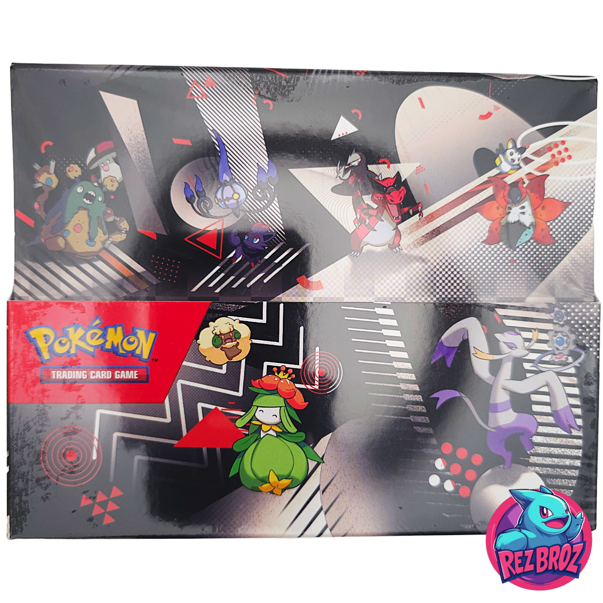 Pokémon trading card game box with colorful designs and branding.