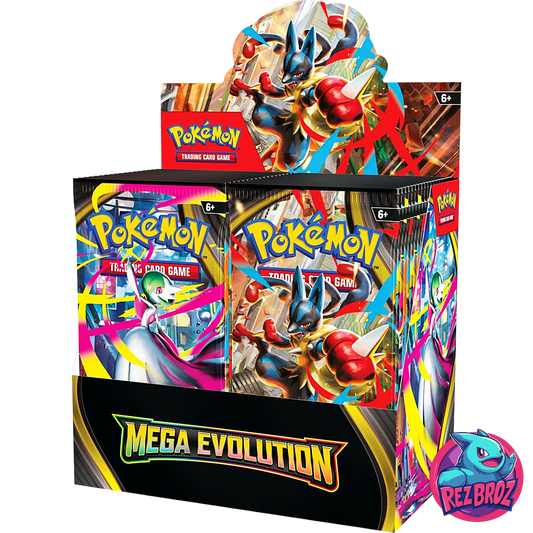 Pokémon TCG Mega Evolution ENHANCED Booster Box – Sealed Front Angled View - Rez Broz Collectibles