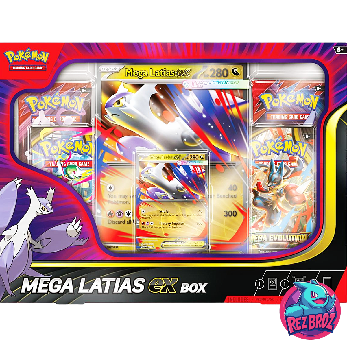 Pokmon TCG: Mega Latias EX Box | 4 Booster Packs + 2 Promo Cards + Jumbo Rez Broz Collectibles Pokmon TCG: Mega Latias EX Box | 4 Booster Packs + 2 Promo Cards + Jumbo Rez Broz Collectibles