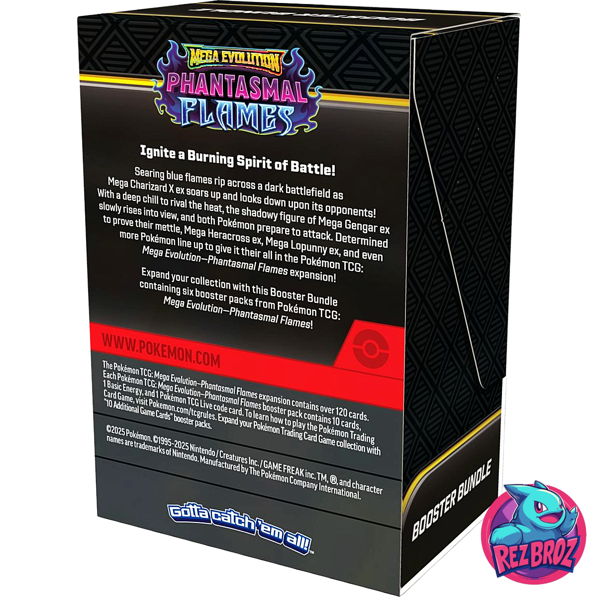Pokémon TCG: Phantasmal Flames Booster Bundle - Back Box Left Angled View - Rez Broz Collectibles