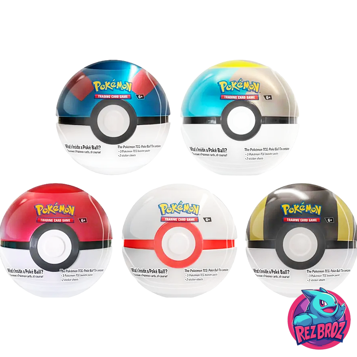 Pokémon TCG: Poké Ball Tin Q4 2024 - All Art Designs View - Rez Broz Collectibles