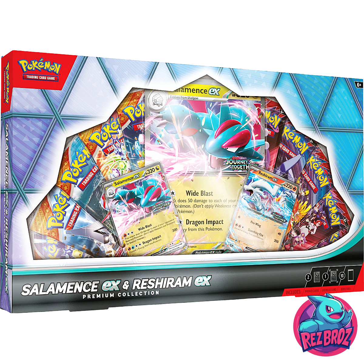 Pokémon TCG: Salamence ex / Reshiram ex Premium Collection - Front Box Angled View  - Rez Broz Collectibles