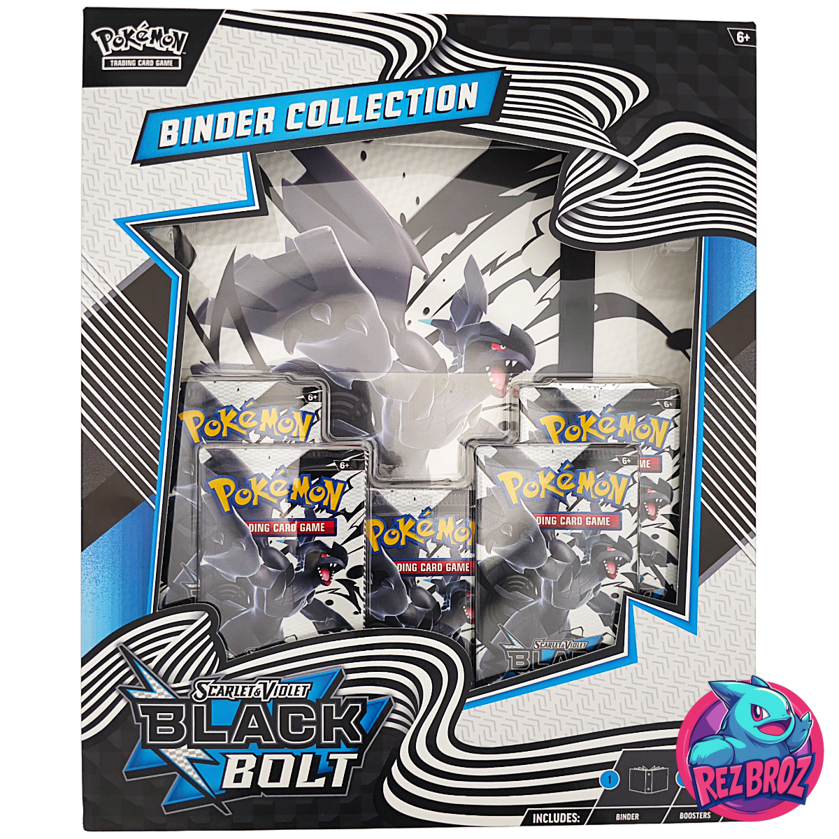Pokémon Black Bolt Binder Collection packaging with multiple card packs.