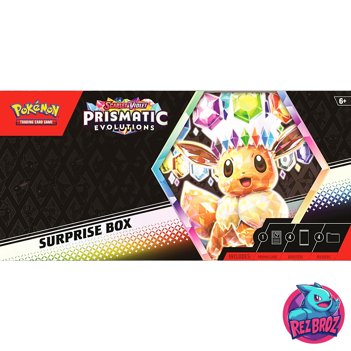Pokémon TCG: Scarlet & Violet Prismatic Evolutions Surprise Box - Front Box View - Rez Broz Collectibles