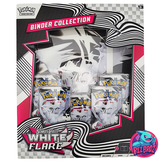 Pokémon trading card game binder collection packaging with multiple packs and Rez Broz branding.