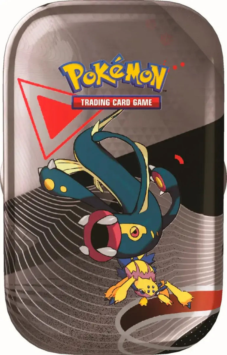 Pokémon Trading Card Game holder with a Pokémon design on a metallic surface