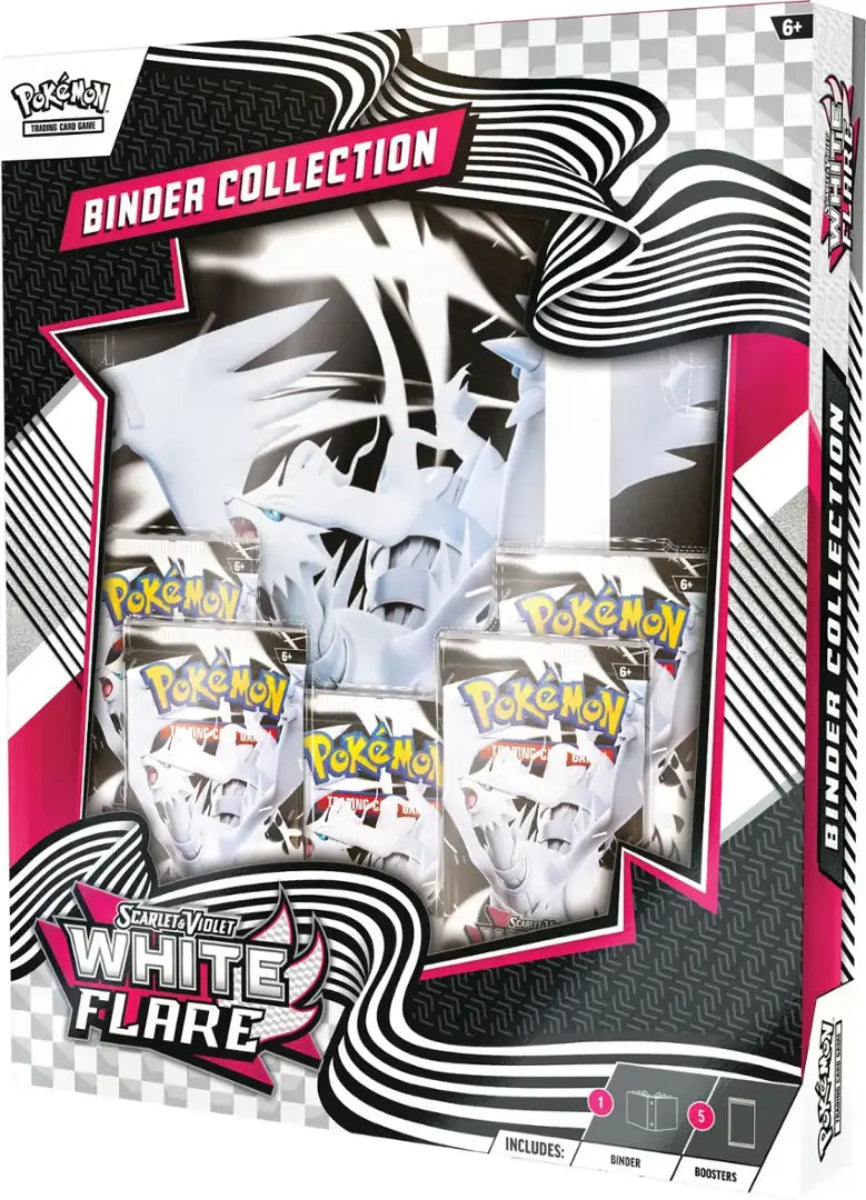 Pokémon White Flare binder collection with multiple packs on a transparent background