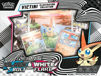 Pokémon Victini illustration collection packaging with Pokémon characters and text.