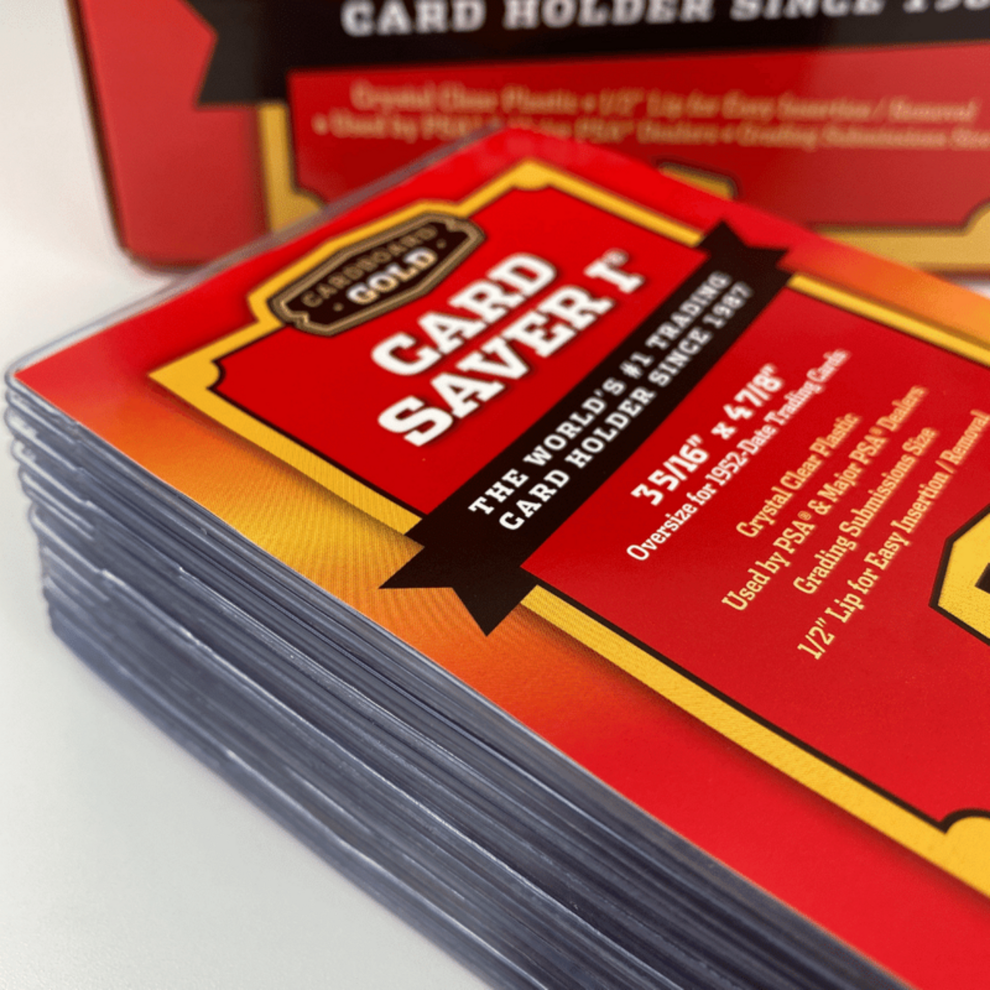 Cardboard Gold: Card Saver 1 Card Holder for Sports & Trading Cards (200ct) Close Up - Rez Broz Collectibles