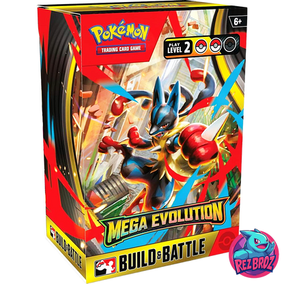 Pokémon TCG: Mega Evolution Build and Battle Box - Lucario Box Angled View - Rez Broz Collectibles