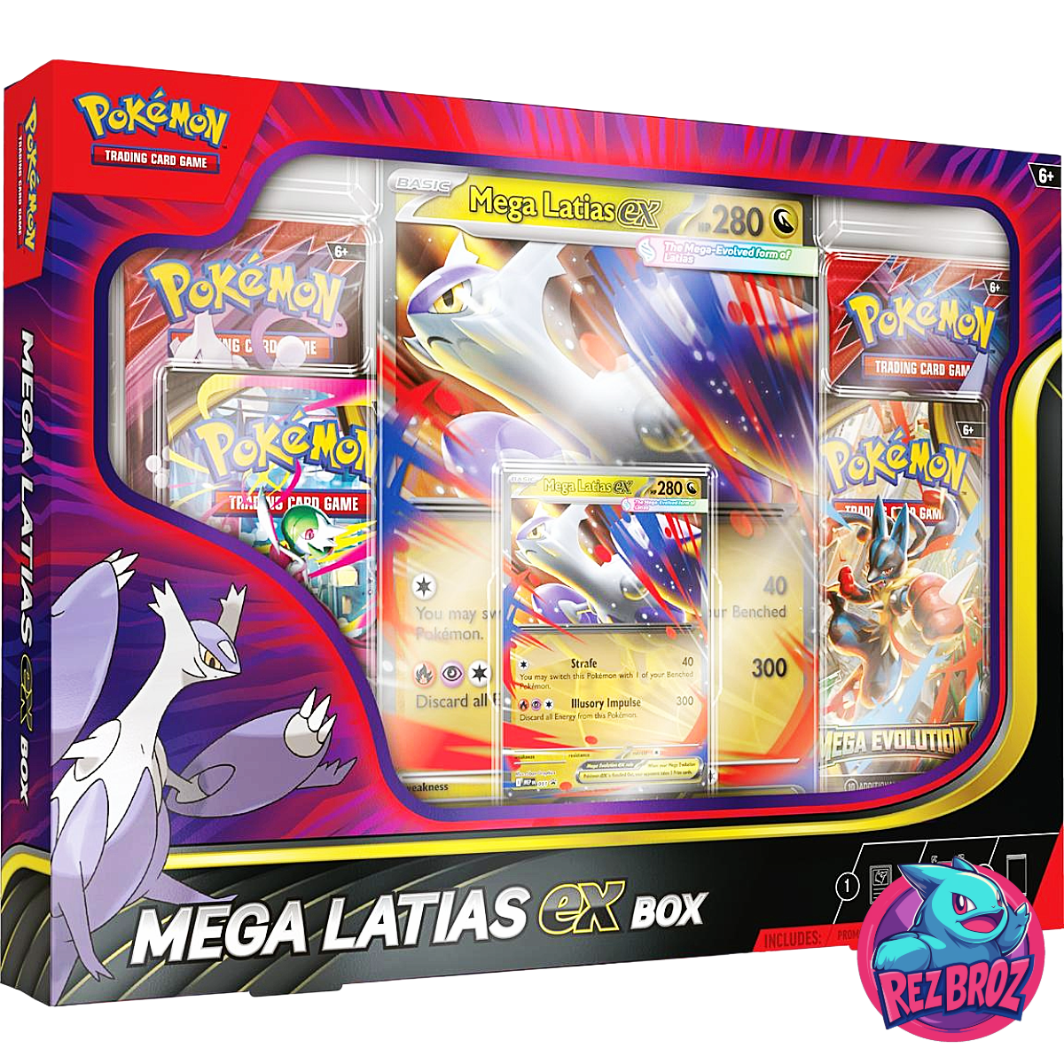 Pokémon TCG: Mega Latias EX Box - Front Box Angled Opposite View - Rez Broz Collectibles