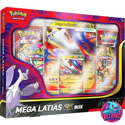 Pokémon TCG: Mega Latias EX Box - Front Box Angled Opposite View - Rez Broz Collectibles