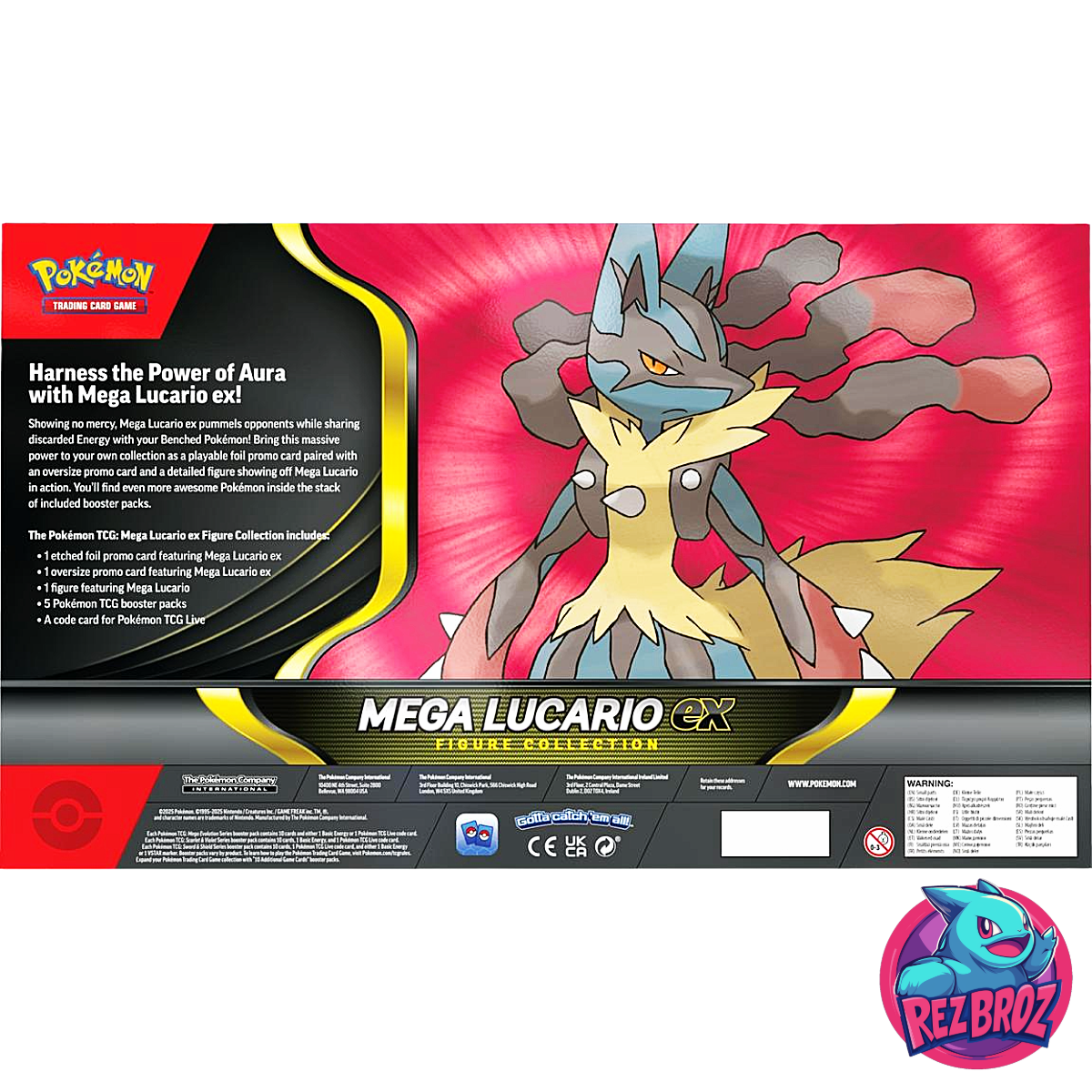 Pokémon TCG: Mega Lucario ex Figure Collection - Back View - Rez Broz Collectibles
