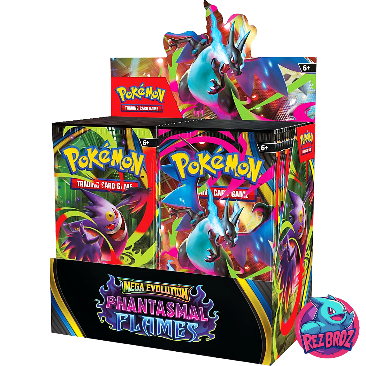Pokémon TCG: Phantasmal Flames Booster Box (36 Packs) - Front Box Angled View - Rez Broz Collectibles