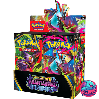 Pokémon TCG: Phantasmal Flames Booster Box (36 Packs) - Front Box Angled View - Rez Broz Collectibles