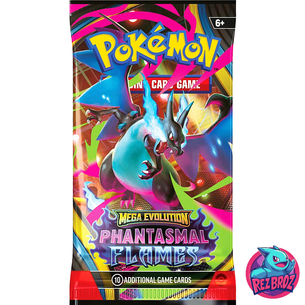 Pokémon TCG: Phantasmal Flames Booster Box (36 Packs) - Mega Charizard X Pack Art View - Rez Broz Collectibles