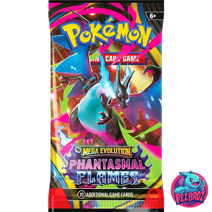Pokémon TCG: Phantasmal Flames Booster Box (36 Packs) - Mega Charizard X Pack Art View - Rez Broz Collectibles