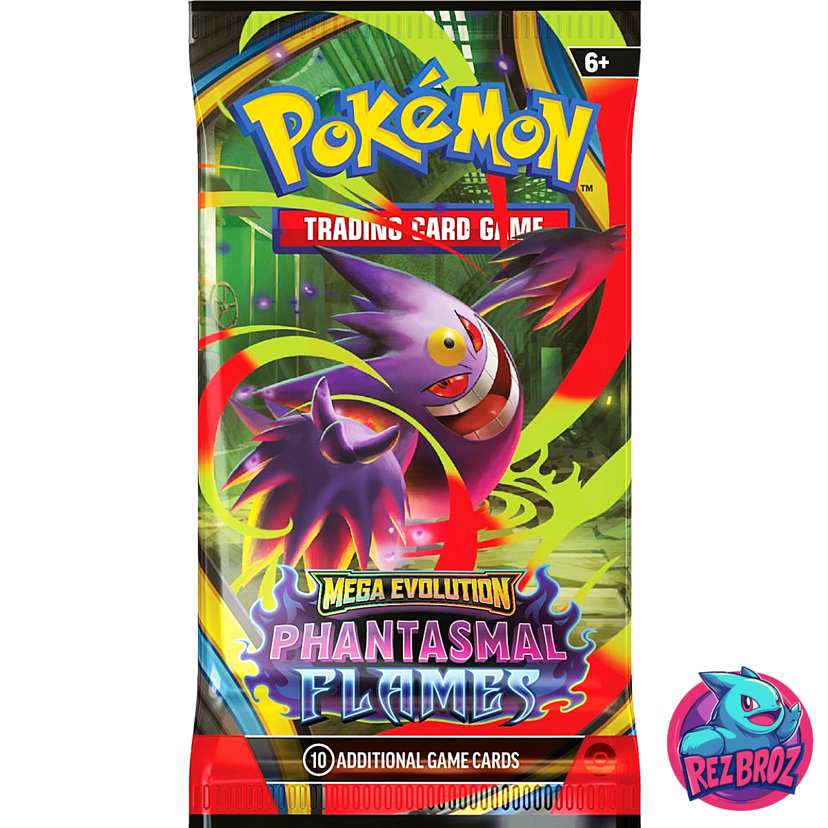 Pokémon TCG: Phantasmal Flames Booster Box (36 Packs) - Mega Gengar Pack Art View - Rez Broz Collectibles