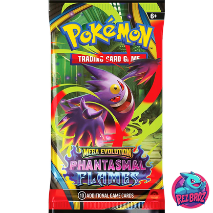 Pokémon TCG: Phantasmal Flames Booster Box (36 Packs) - Mega Gengar Pack Art View - Rez Broz Collectibles