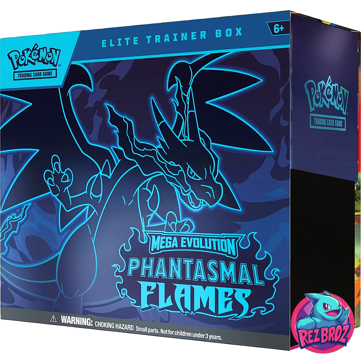 Pokémon TCG: Phantasmal Flames Elite Trainer Box - Front Box Left Angled View - Rez Broz Collectibles