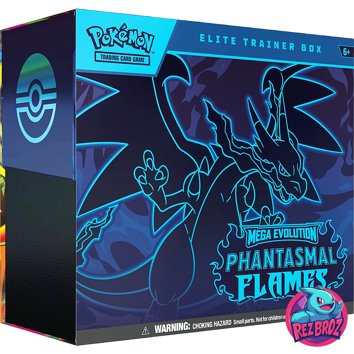 Pokémon TCG: Phantasmal Flames Elite Trainer Box - Front Box Right Angled View - Rez Broz Collectibles