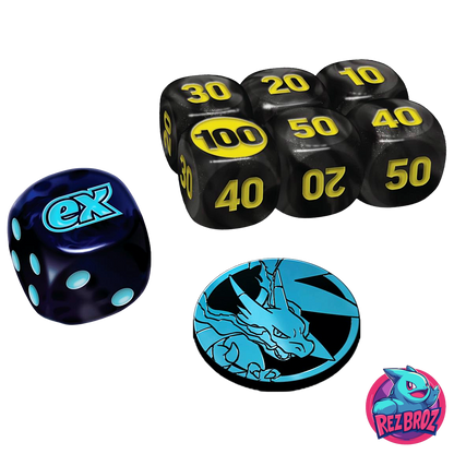 Pokémon TCG: Phantasmal Flames Elite Trainer Box - ex Dice, Charizard X Coin, 6 Damage-Counter Dice View - Rez Broz Collectibles