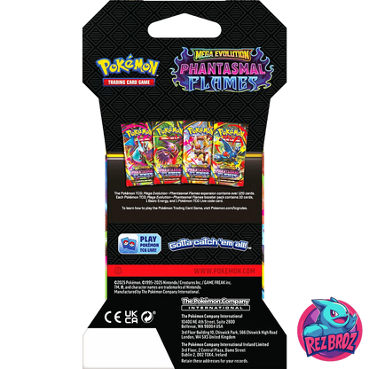 Pokémon TCG: Phantasmal Flames Sleeved Booster Pack - Back Pack View - Rez Broz Collectibles