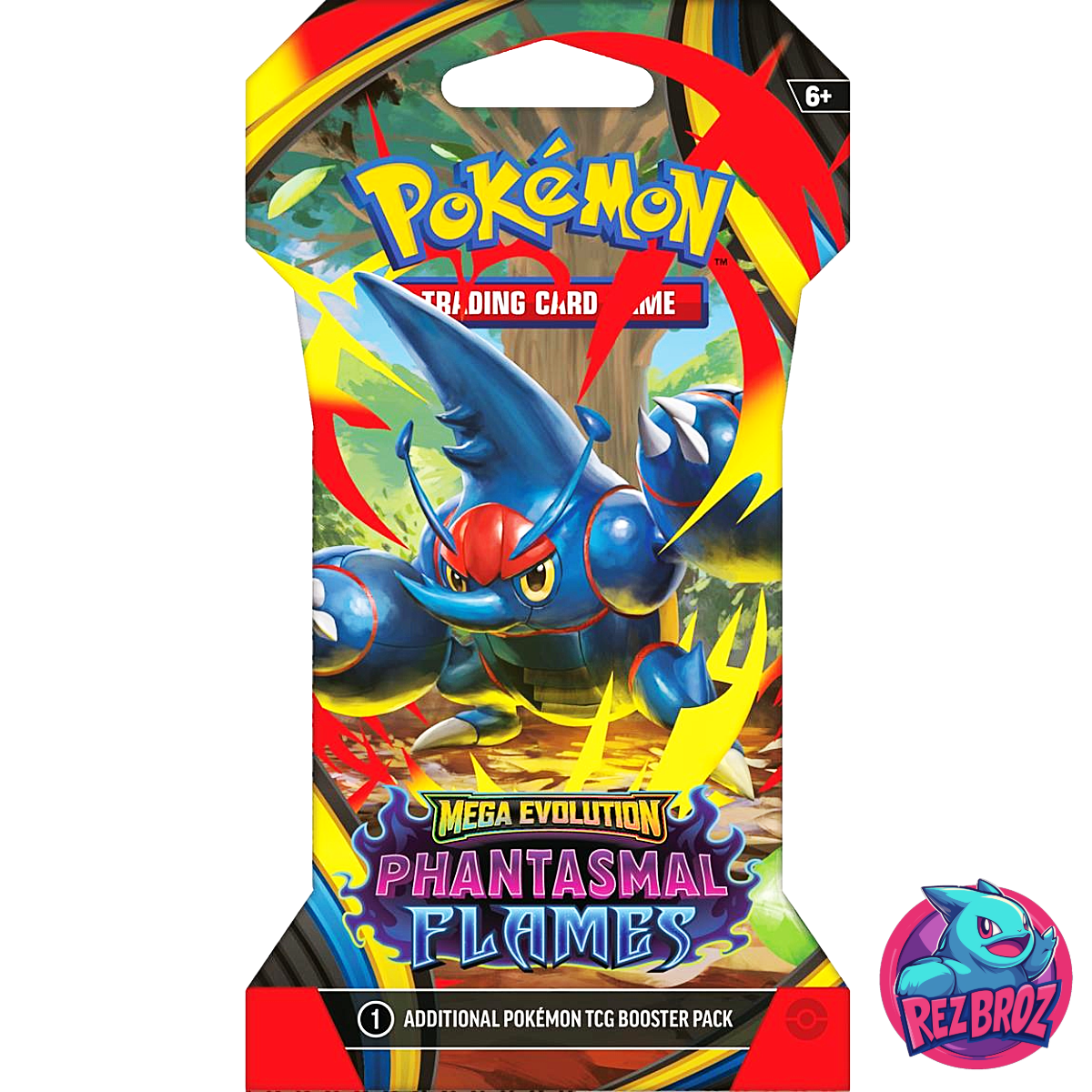 Pokémon TCG: Phantasmal Flames Sleeved Booster Pack - Mega Heracross Pack Art View - Rez Broz Collectibles