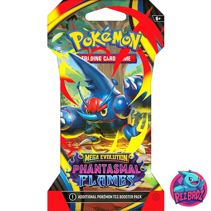 Pokémon TCG: Phantasmal Flames Sleeved Booster Pack - Mega Heracross Pack Art View - Rez Broz Collectibles