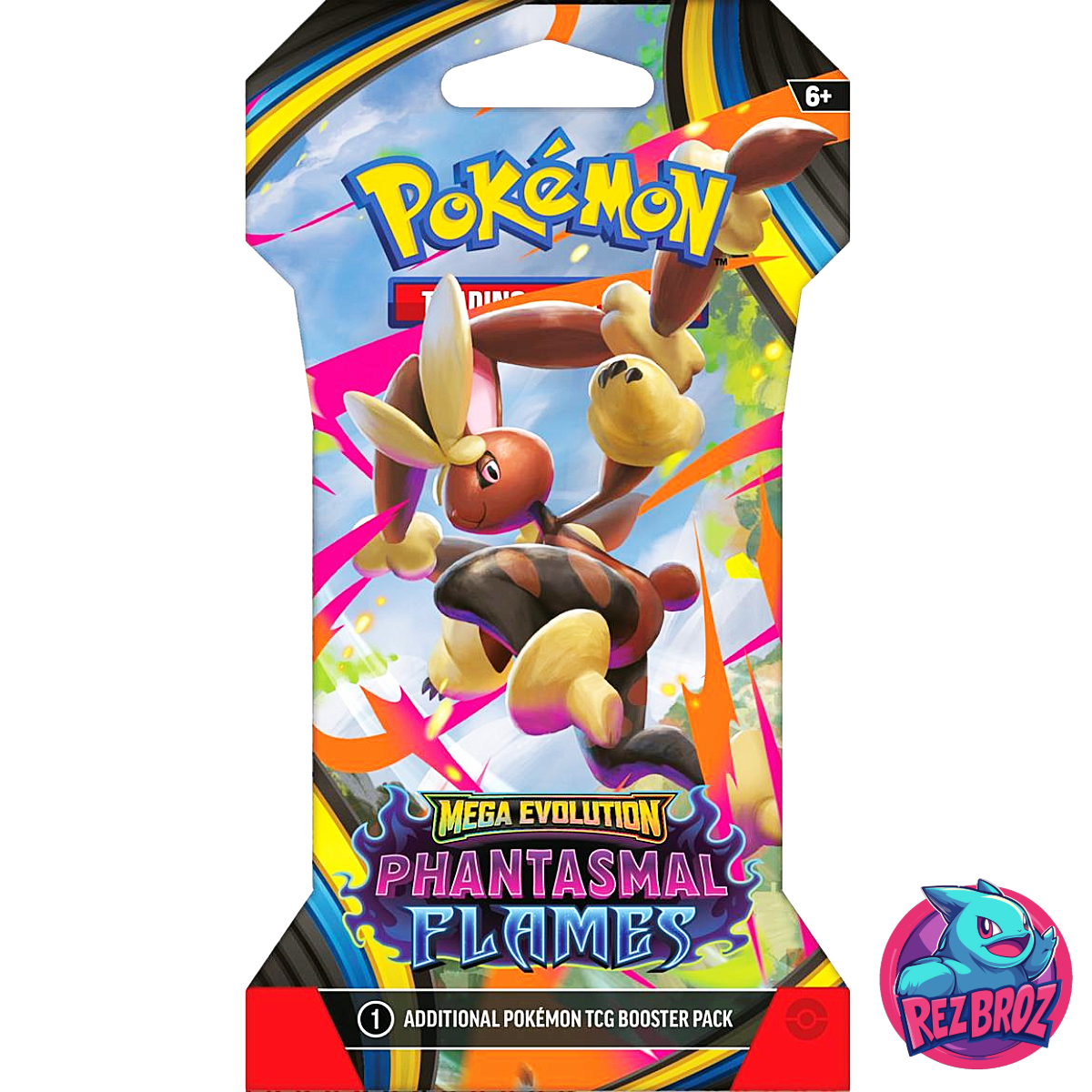 Pokémon TCG: Phantasmal Flames Sleeved Booster Pack - Mega Lopunny Pack Art View - Rez Broz Collectibles