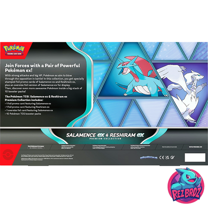 Pokémon TCG: Salamence ex / Reshiram ex Premium Collection - Back Box Angled View  - Rez Broz Collectibles 