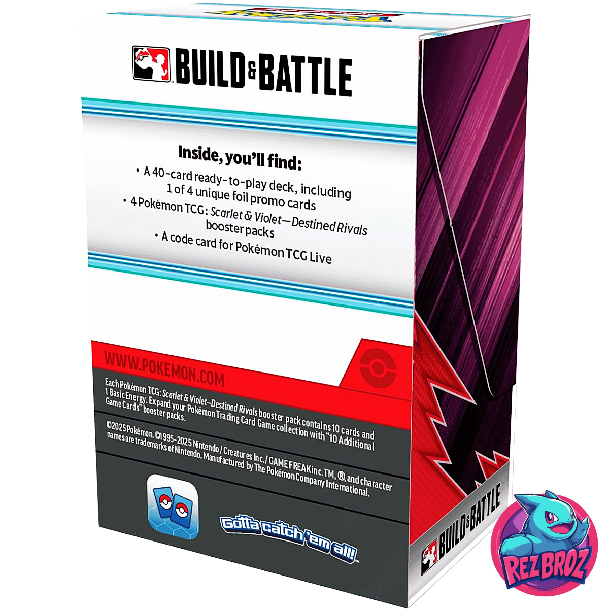 Pokémon TCG: Scarlet & Violet Destined Rivals Build & Battle Box - Back View - Rez Broz Collectibles