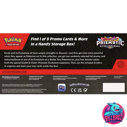 Pokémon TCG: Scarlet & Violet Prismatic Evolutions Surprise Box - Back Box View - Rez Broz Collectibles