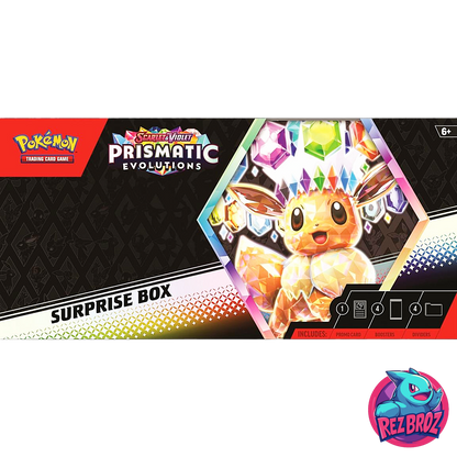 Pokémon TCG: Scarlet & Violet Prismatic Evolutions Surprise Box - Front Box View - Rez Broz Collectibles