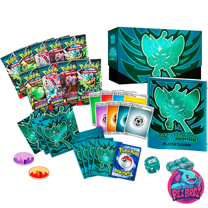 Pokémon TCG Twilight Masquerade Elite Trainer Box – Contents View with Rez Broz Collectibles Logo