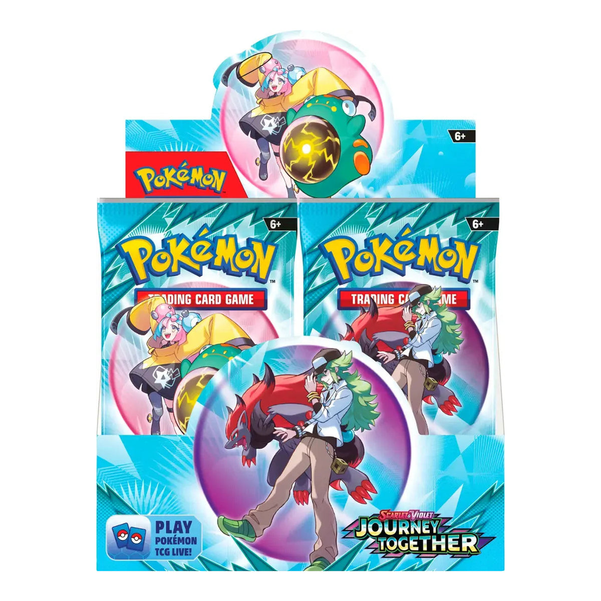 Front view of Pokémon TCG SV09 Journey Together booster display box