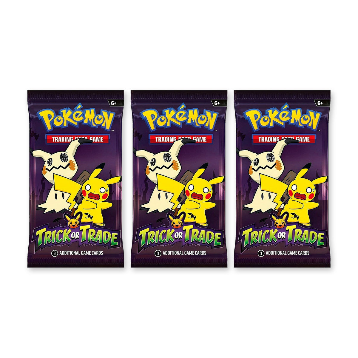 Three sealed Pokémon TCG Trick or Trade 2023 booster packs