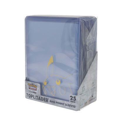 Ultra Pro Pokemon Pikachu Gold Toploader + Penny Sleeves Combo 25ct — angled product shot